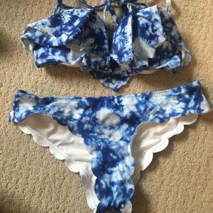 •blue tie dye Pink bikini seT•